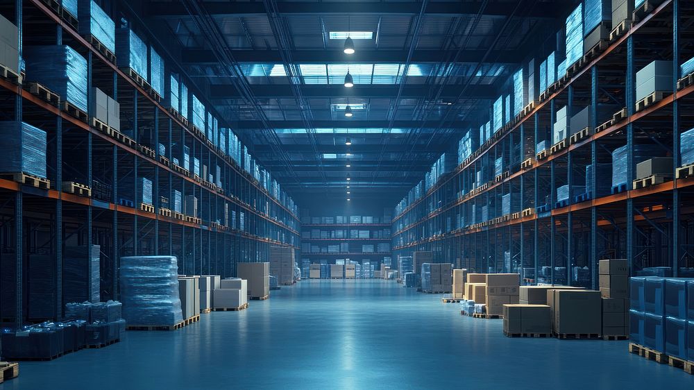 Warehouse stocked with wholesale goods